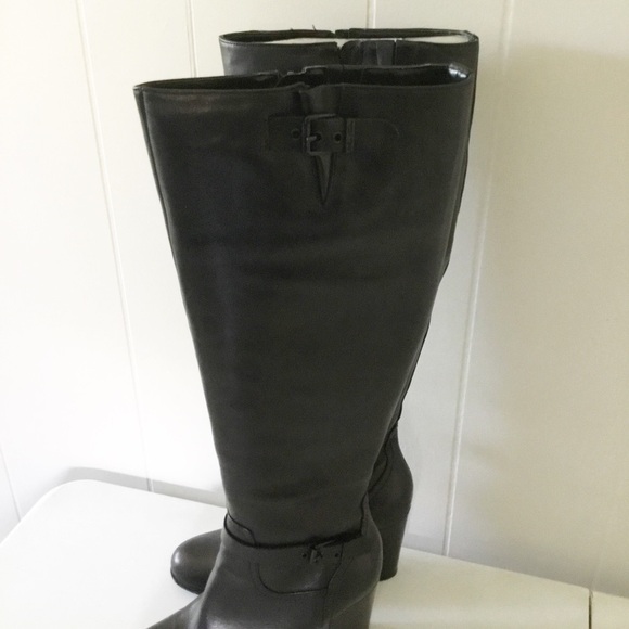 Marc Fisher Tall Heeled Black Leather Boots Size 9M Vitya New - Picture 4 of 8